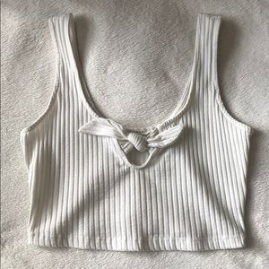 PACSUN White ribbed crop top with tie
